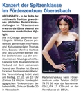 Das Magazin Blauer Kurier kündigt ein Jazzkoncert in Fürth, Oberasbach mit Willetta Carson und dem Thomas Fink Trio an